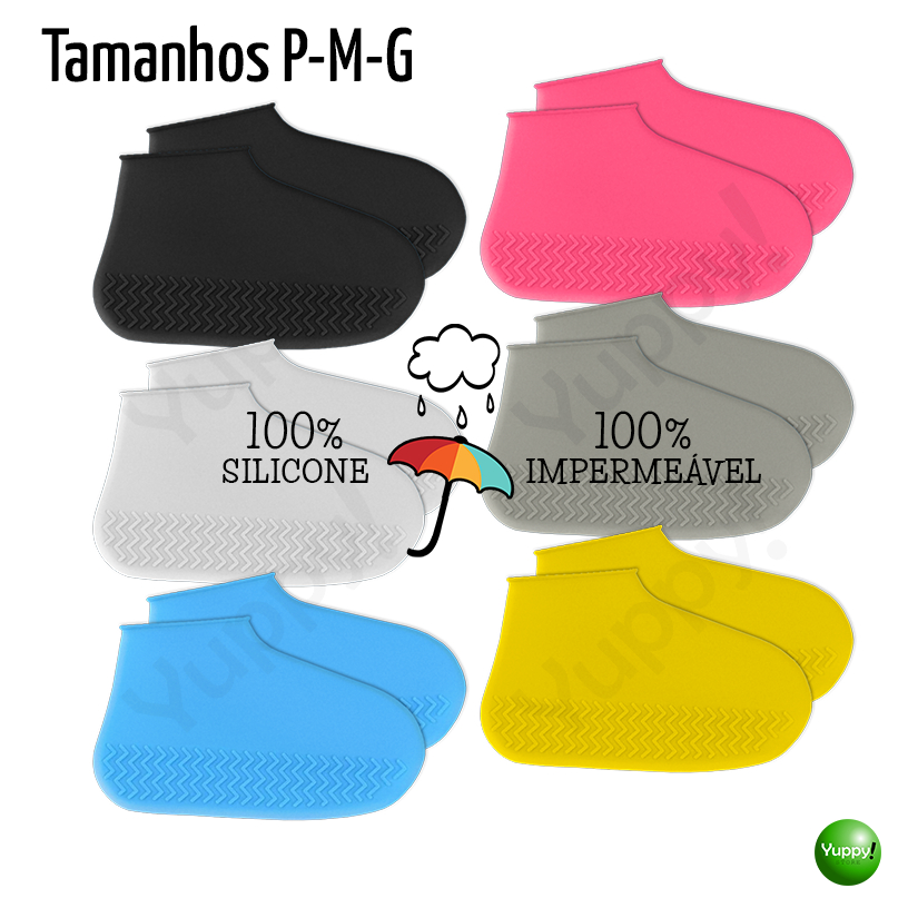 Capa de Chuva para Tênis Sapatos e Botas Protetor de Calçados 100% Silicone Impermeável Reutilizável