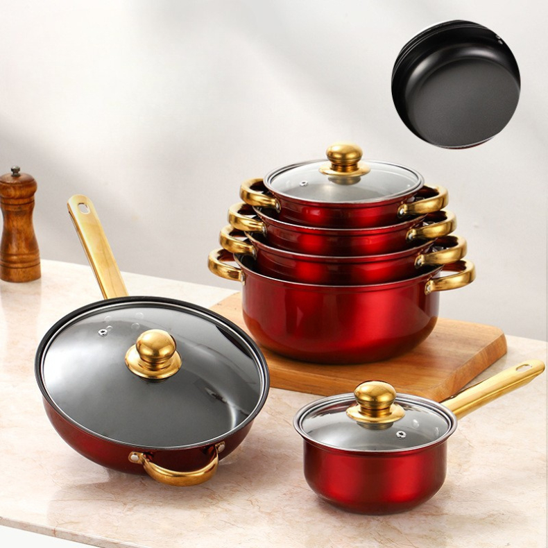 Conjunto 6 panelas + talheres em aço inox conjunto 18 peças antiaderente