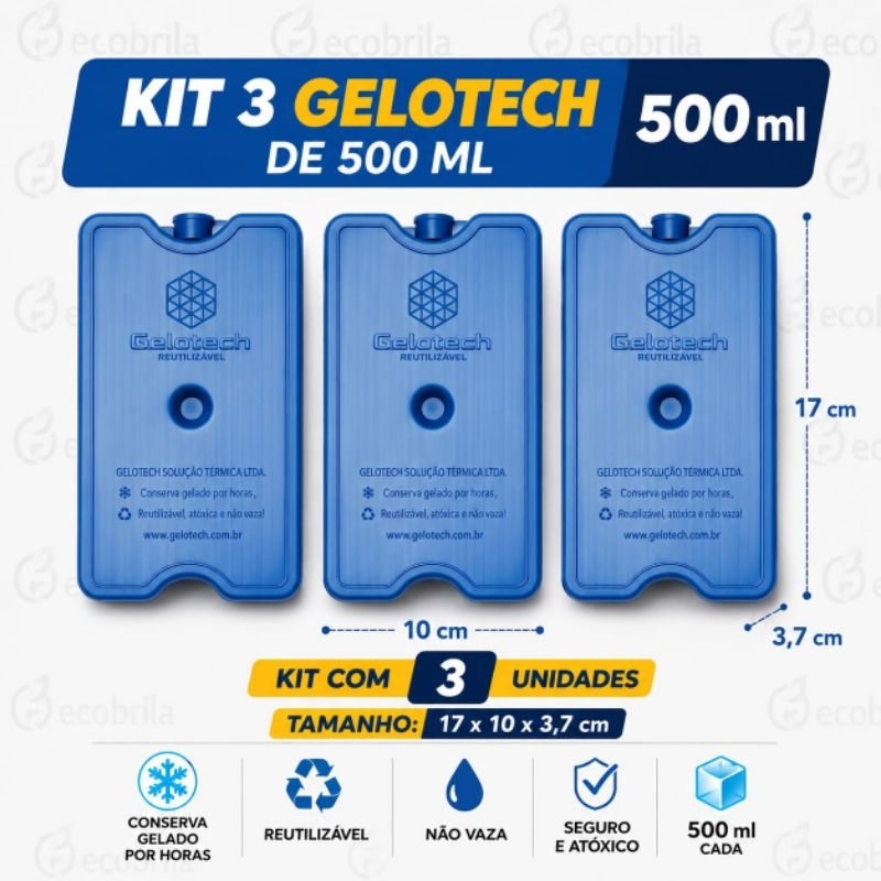 3 Gelo Artificial gelotech 500 ml para isopor Gelox