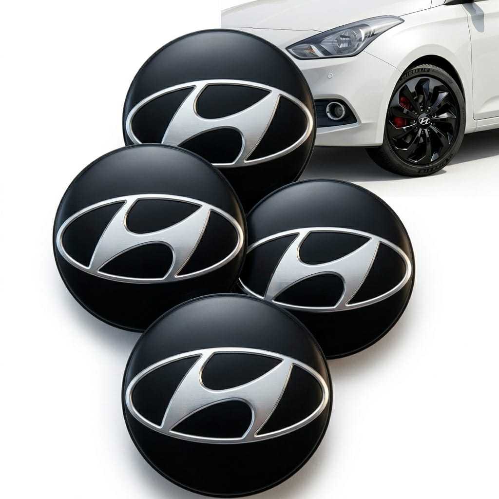 Kit 4 Emblemas Hyundai 48mm Resinado Calota Roda HB20 Creta IX35