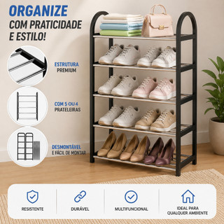 Sapateira Hall de Entrada 4/5 Andares Organizador de Sapatos Tenis 8 a 10 Pares Desmontav…