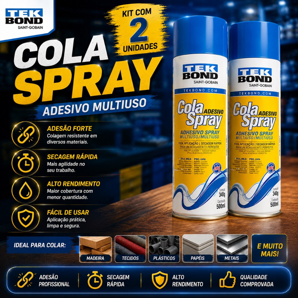Kit 2 Unid da Cola Spray Reposicionável TekBond