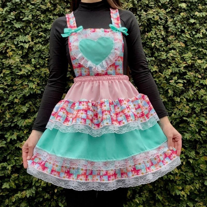 VESTIDO FESTA JUNINA JARDINEIRA CAIPIRA ADULTO