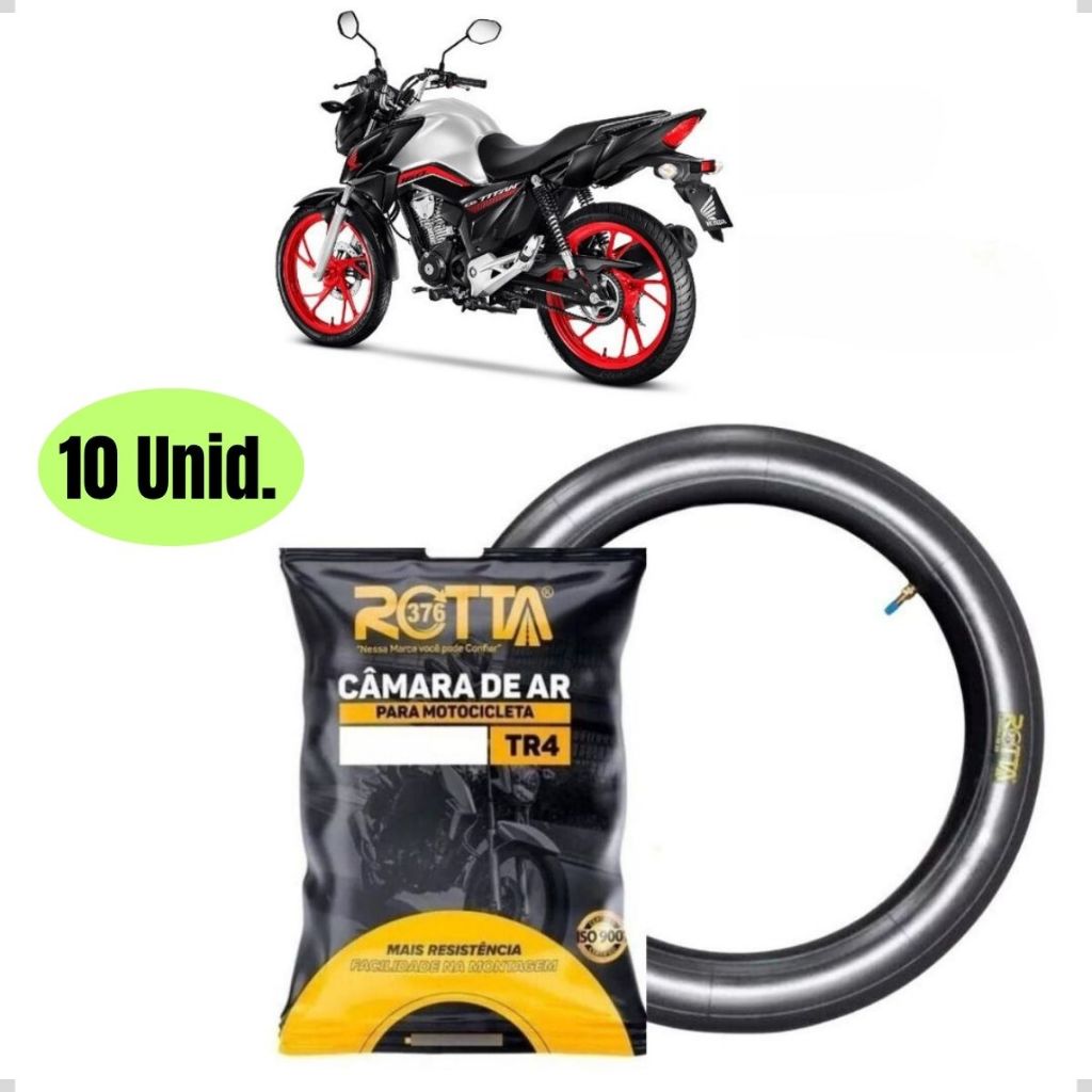 Kit 10 Câmara Ar Moto Pneu Aro 18 Moto Cg Titan 125/150 Pneu 90/90-18