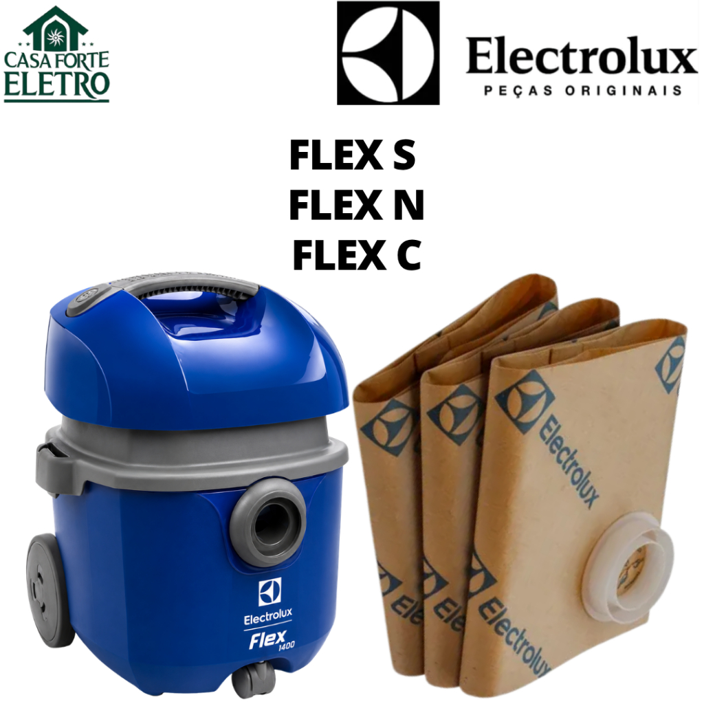 Saco Original Aspirador Eletrolux Flex S Flex N Flex C - 1 Pacote c/ 3 Unidades