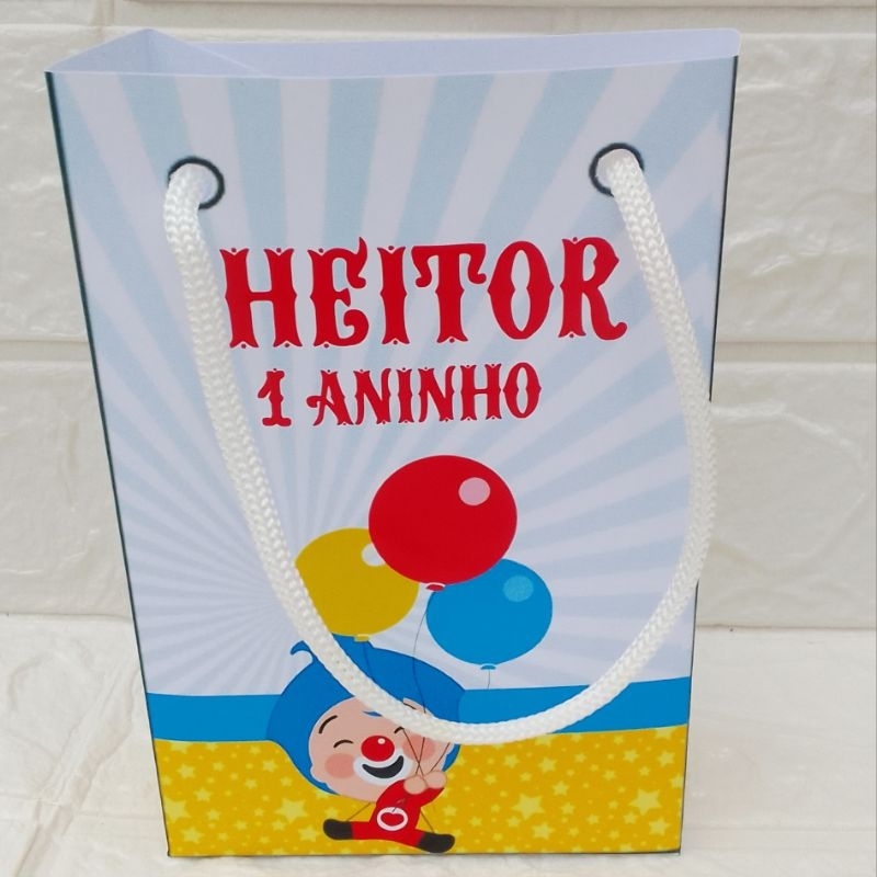 sacolinha personalizada Palhaço Herói do Coração aniversário• lembrancinhas festa infantil
