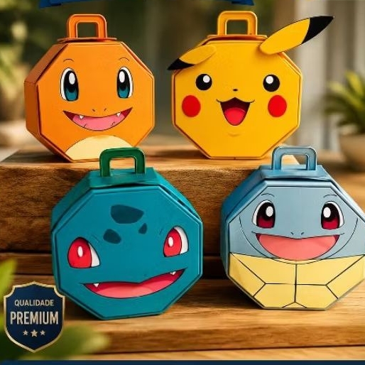 Kit personalizados pokémon ,Lembrancinhas,Caixinhas,papelaria personalizadas 8x8 cm -KIT PEGUE E MONTE
