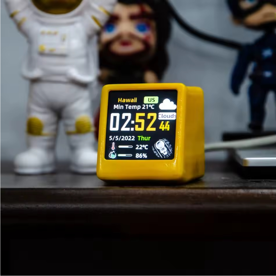 Relógio Inteligente com Clima via Wi-Fi | Display Digital Moderno com Hora, Data e Temperatura do Ambiente