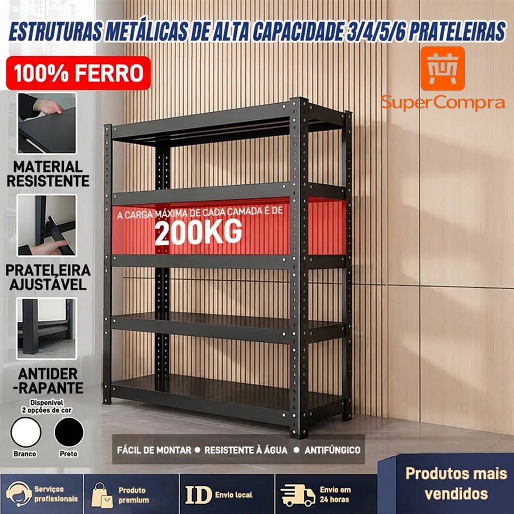 Multifunctional reinforced 3/4/5/6 Prateleiras steel shelf strong bearing capacity most convenient storage