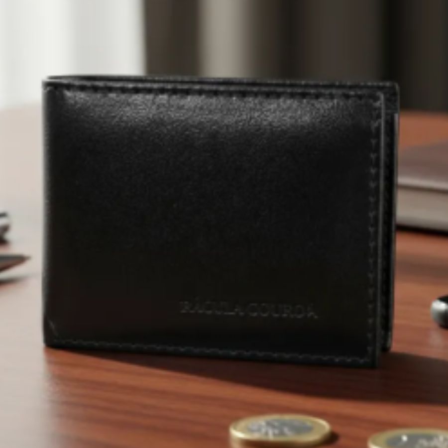 Mini Carteira Masculina Couro Porta Cartão Slim Cabe no Bolsa Porta Moeda Com Zíper