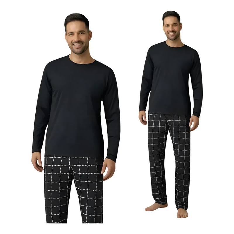 Pijama Longo Masculino Frio Blusa e Calça Comprida Inverno - Linda Morena