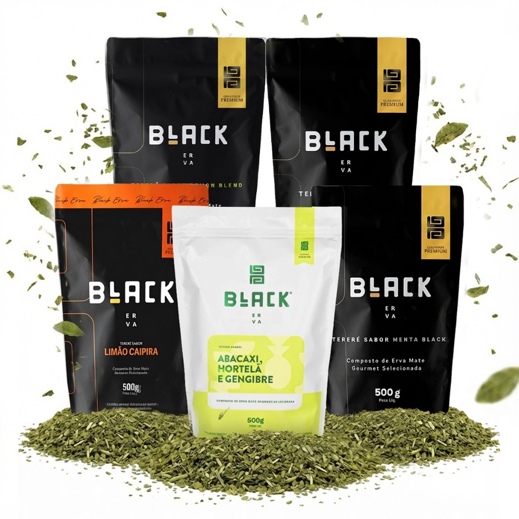 Kit com 5 Ervas Mate Black Erva Premium para Tereré - ERVA BLACK