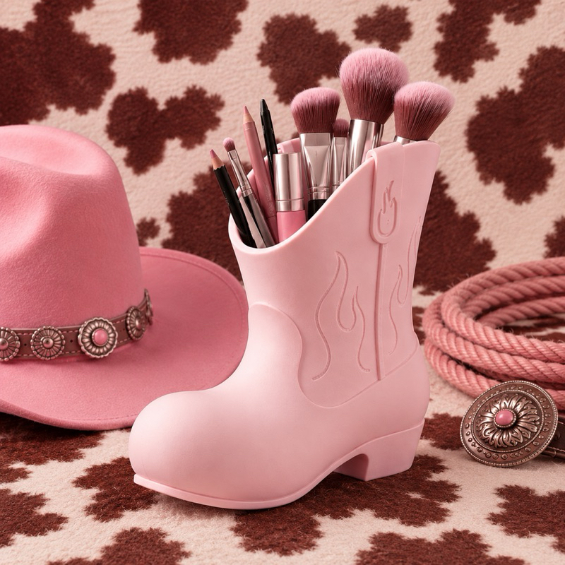 Bota Cowboy Boiadeira Porta Lápis e Pincel Maquiagem Decoração Country Organizador Criativo