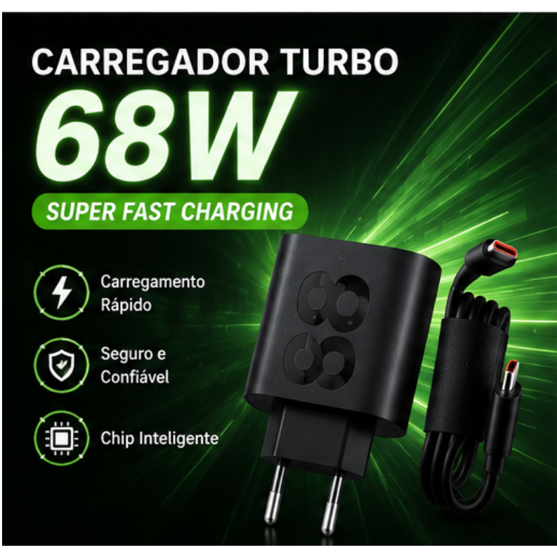 Carregador Turbo 125w Tipo C 68w tipo-c  Para Tudos os telefones celuares tipo-c