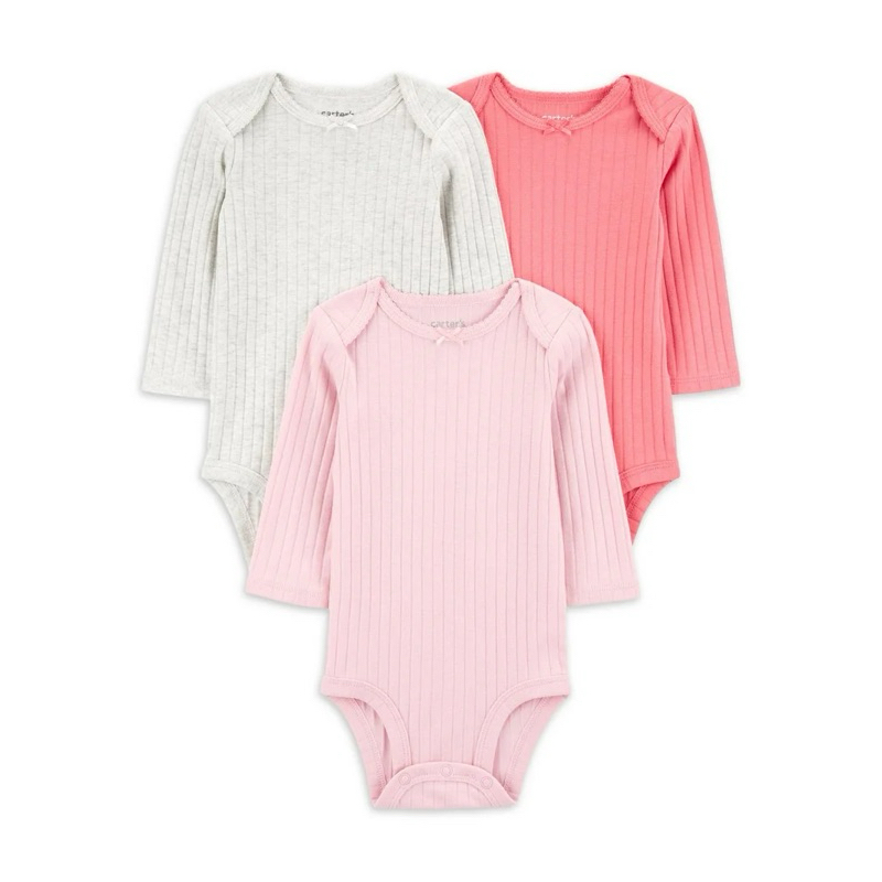 Kit 3 Body Bebê Manga Curta e longa Algodão Macio Conforto Diário Estampas Sortidas