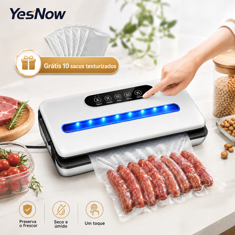 Máquina Seladora a Vácuo 4 em 1 Doméstica Automática  Touchscreen Seco/Úmido – Sucção Forte + 10 Sacos Grátis