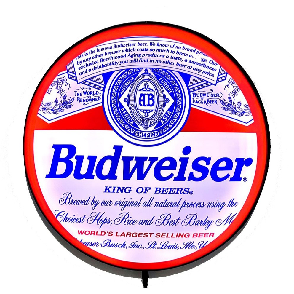 Luminoso Decorativo Budweiser Placa de LED 43cm Decoração para garagem ou bar boteco cerveja