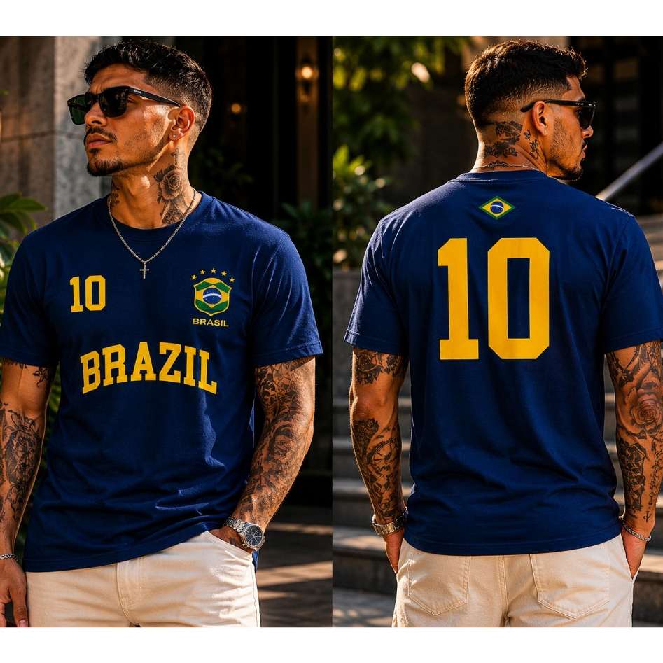 Camiseta Brasil Time Futebol Torcida Esportiva Algodão P ao GG