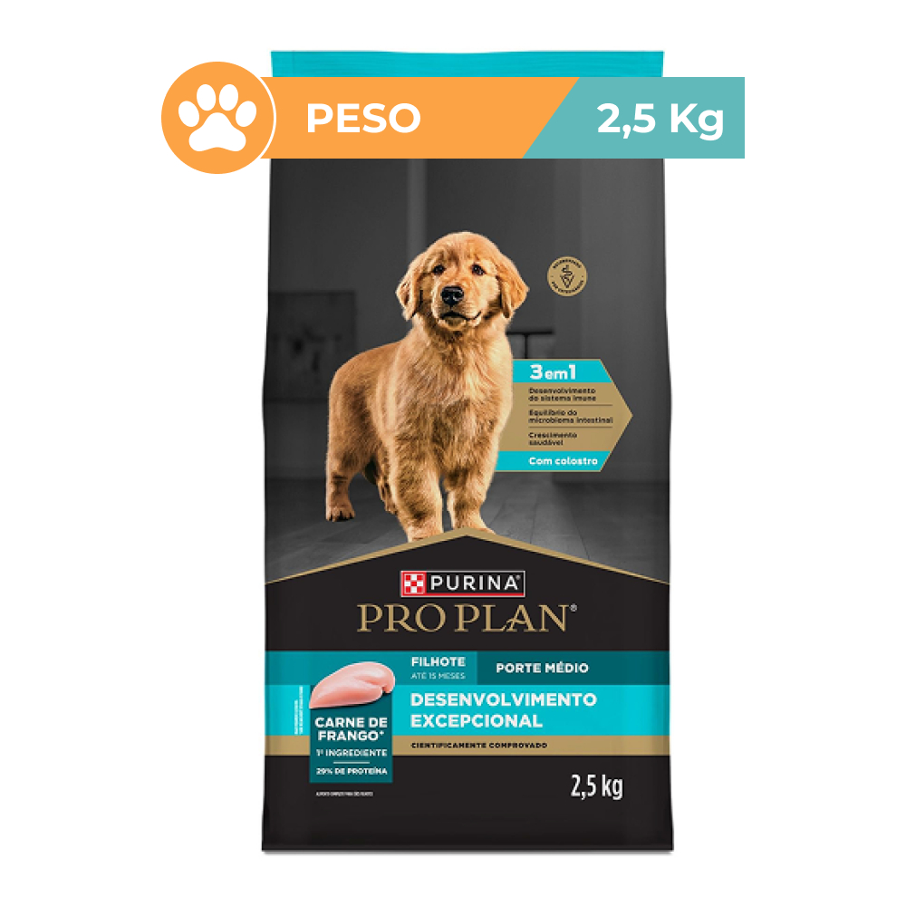 Ração Pro Plan Purina Frango Filhotes Raças Médias 2,5kg