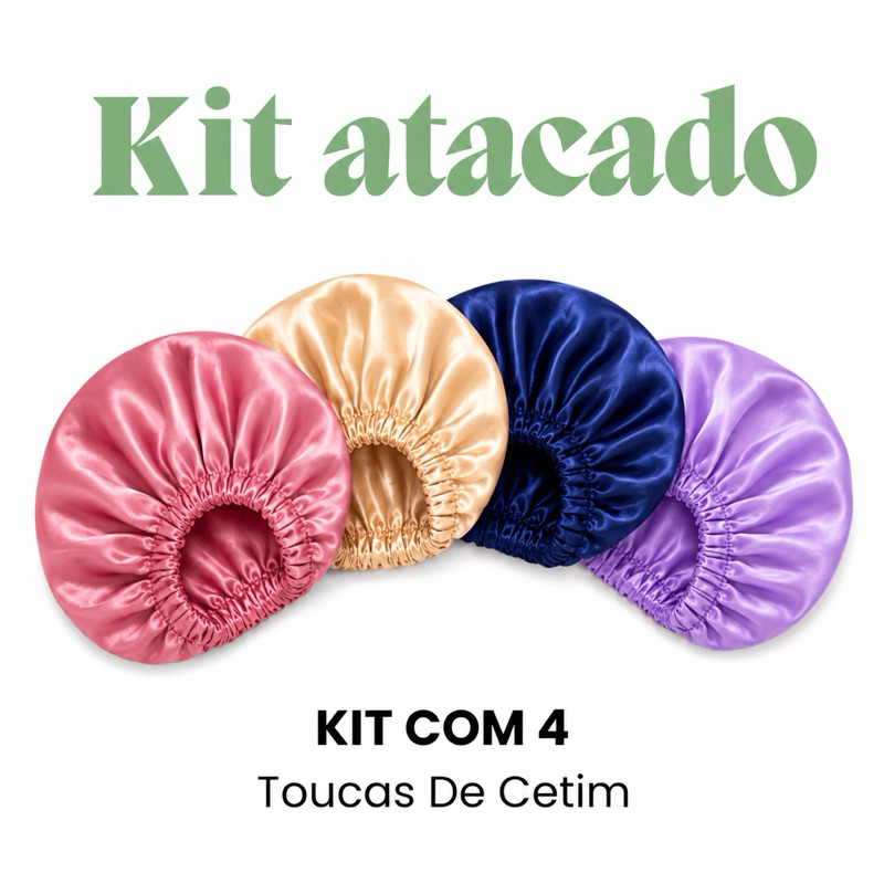kit 4 Touca de Cetim Antifrizz Banho Cores Sortidas Envio Imediato