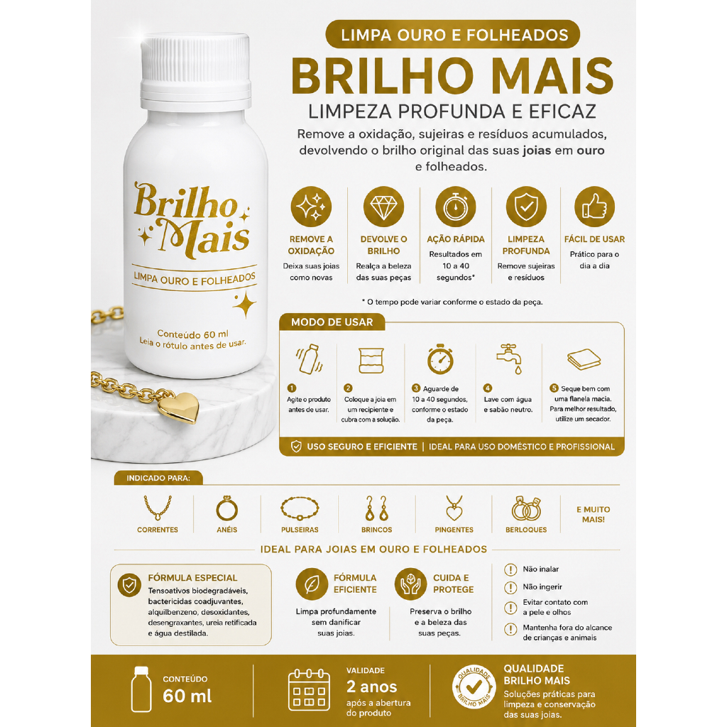 Limpa Joias Brilho Mais 60 ml para Prata e Ouro — imagem 2 de 2