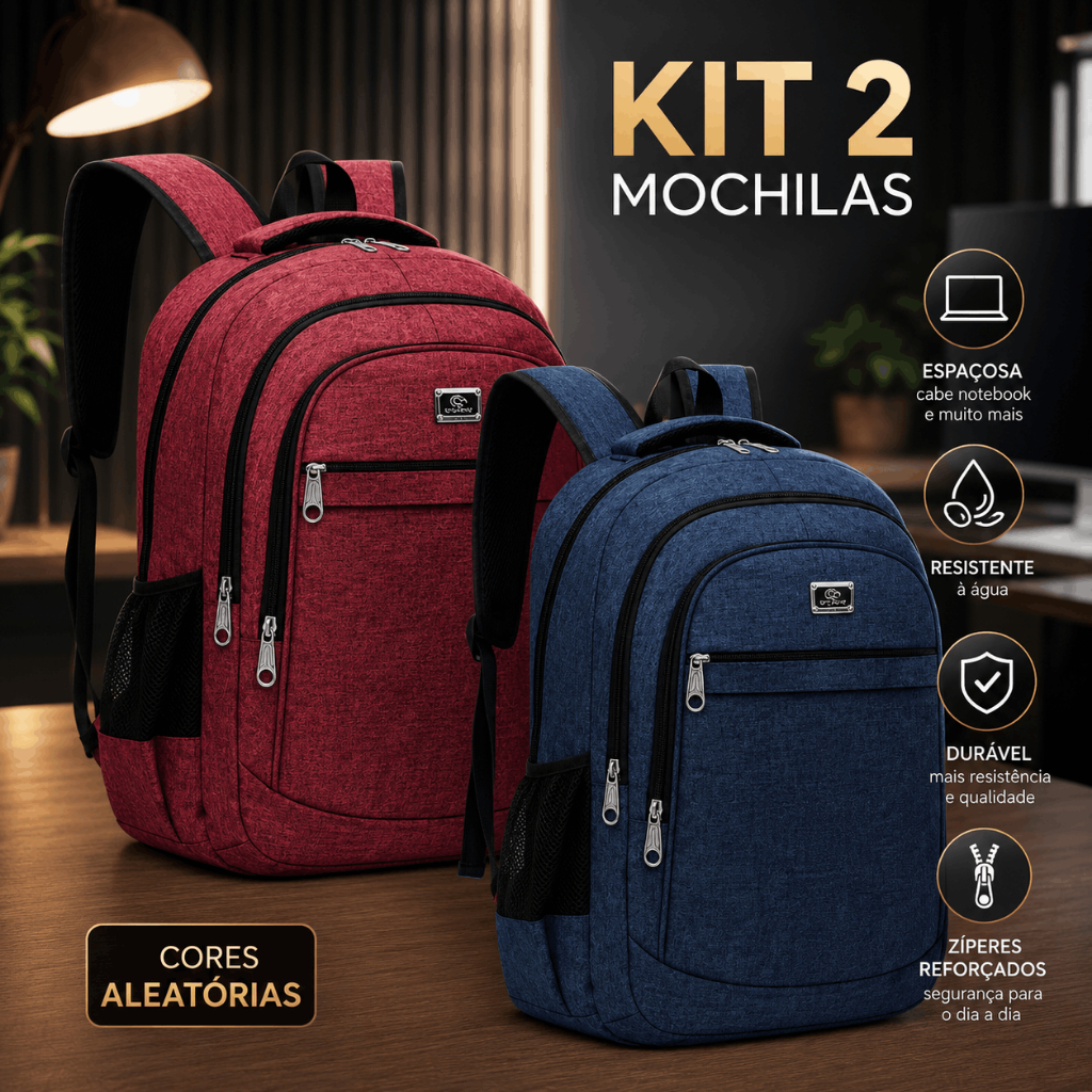Kit 2 Mochila Bolsa  Masculina Impermeavel Material Premium Homens Elegantes Excecultivo Social