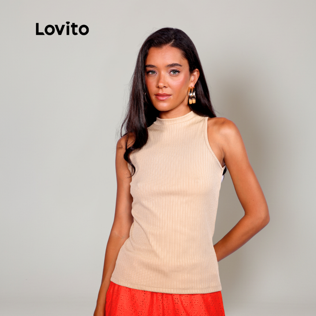 Lovito Regata Casual Feminina de Malha com Textura BLB1182BRL1212