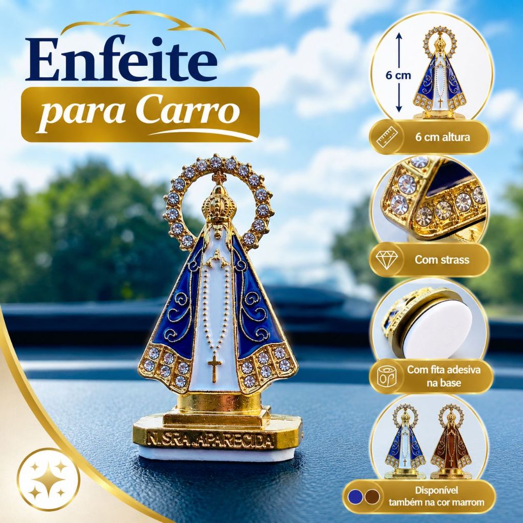 Santinha Imagem Nossa Senhora Aparecida Carro - PROMOÇÃO