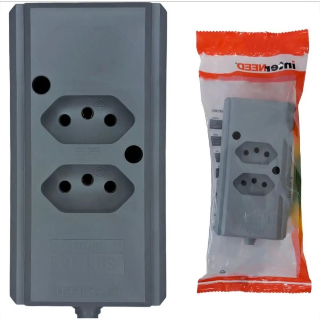 Tomada Barra Dupla InterNEED 2P+T 20A 250V Cinza