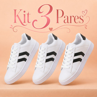 Kit 3 Tênis Feminino Casual Delicado Super Confortável Sola Emborrachada Top