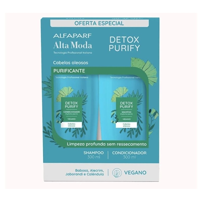 KIT SHAMPOO 300ML +CONDICIONADOR 300ML  DETOX PURIFY ALTA MODA ALFAPARF