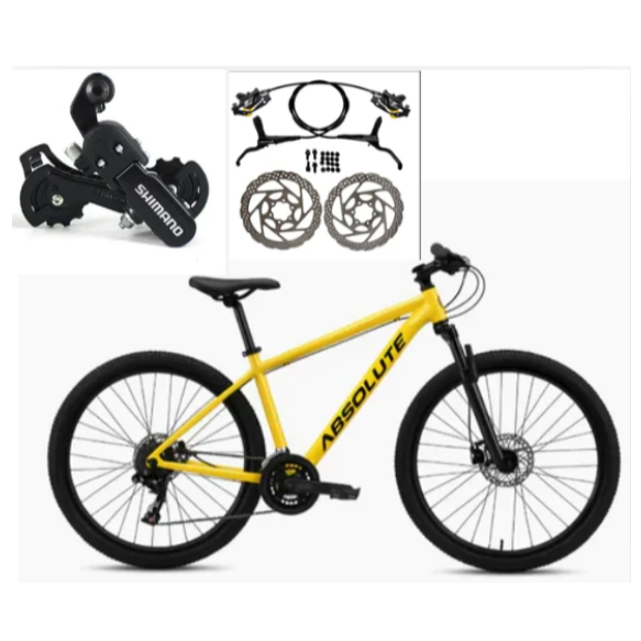 Bicicleta Aro 29 Absolute Nero 5 Amarelo Alumínio 21v Shimano Freio Disco Hidraulico com Suspensão