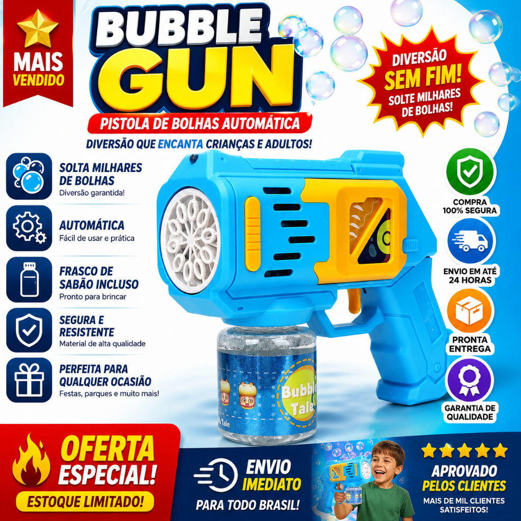 Bubble Gun – Pistola de Bolhas Automática AZUL