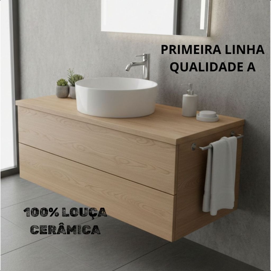 Cuba De Apoio Sobrepor Banheiro Lavatório Branca Redonda Angra 36x11,5cm (Primeira Linha - Grade A)
