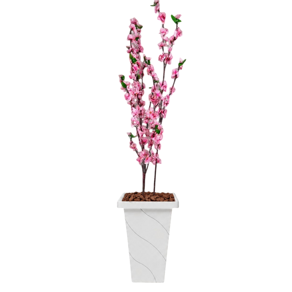 Planta Artificial Cerejeira Rosa com Vaso Grande Decorativo Enfeite Casa Sala Escritório