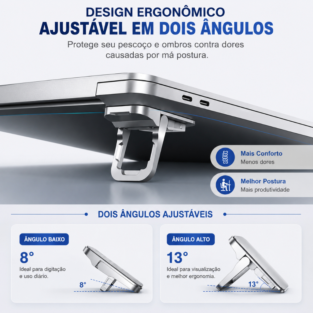 Suporte Notebook Ergonômico Ajustável Dobrável Portátil Anti Dor super resistente