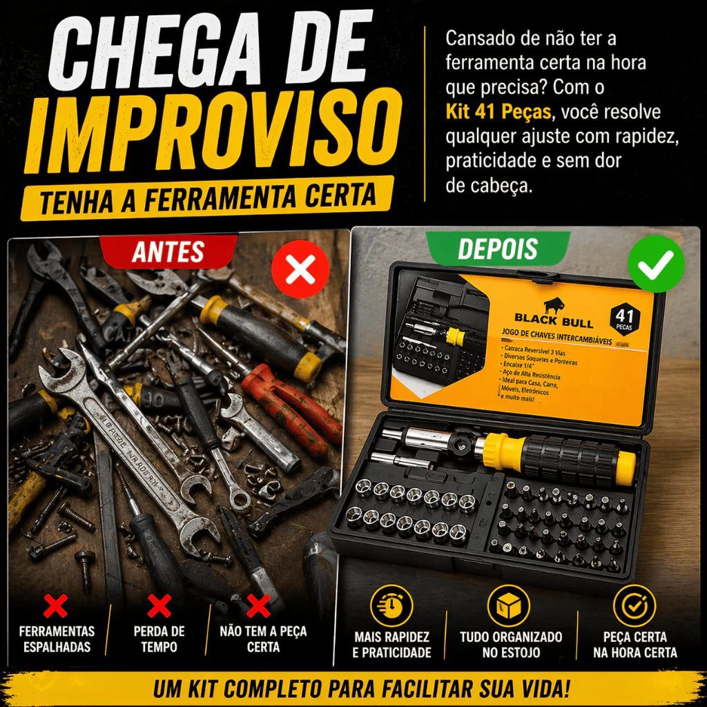 Kit Chaves Precisão 41 Peças Black Bull Profissional Reparo Celular Notebook PC Eletrônicos Completo