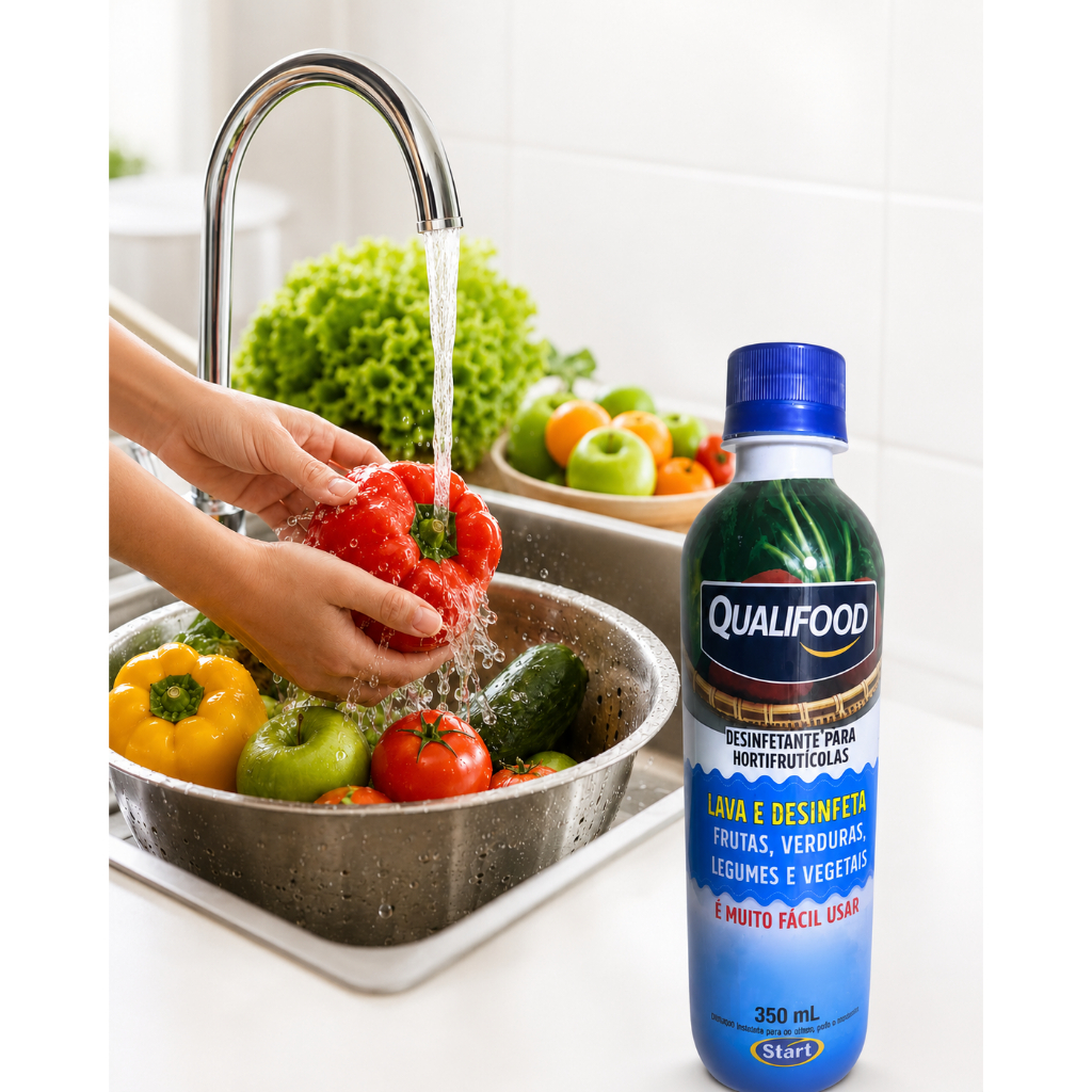 Desinfetante Qualifood Para Higiene Frutas Verduras Legumes E Vegetais 350ml