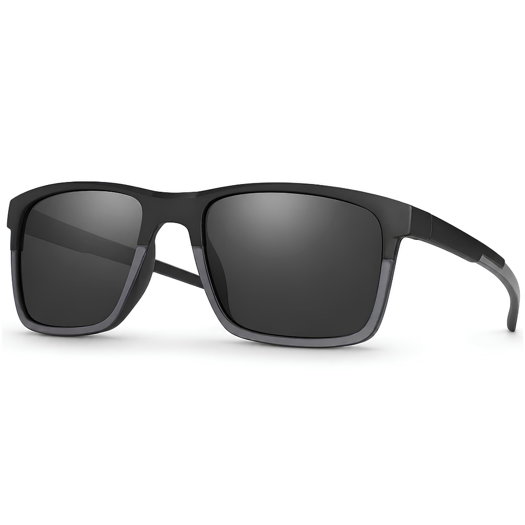 Óculos de Sol Masculino Esportivo Polarizado Com Proteção UV400 Formato Quadrado Preto Fosco Moderno VH 6222