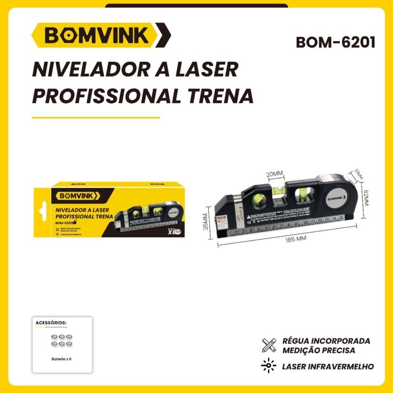 Kenux Nível Laser Profissional Trena Level Pro3 Estágios Nivelador BOM-6201