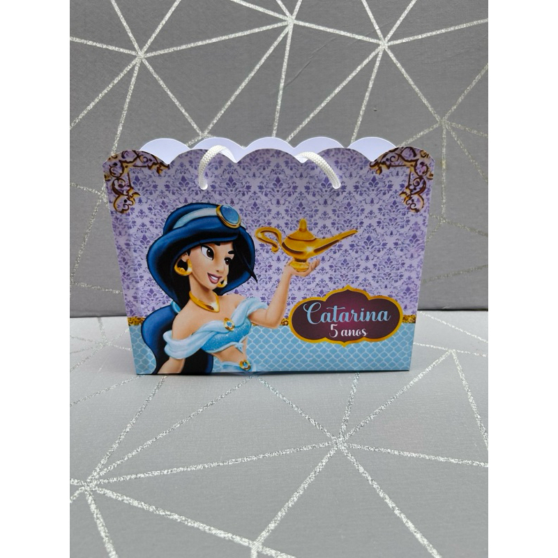 SACOLINHA PERSONALIZADA PEGUE E MONTE PRINCESA JASMINE Lembrancinha Festa infantil sacolinha surpresa