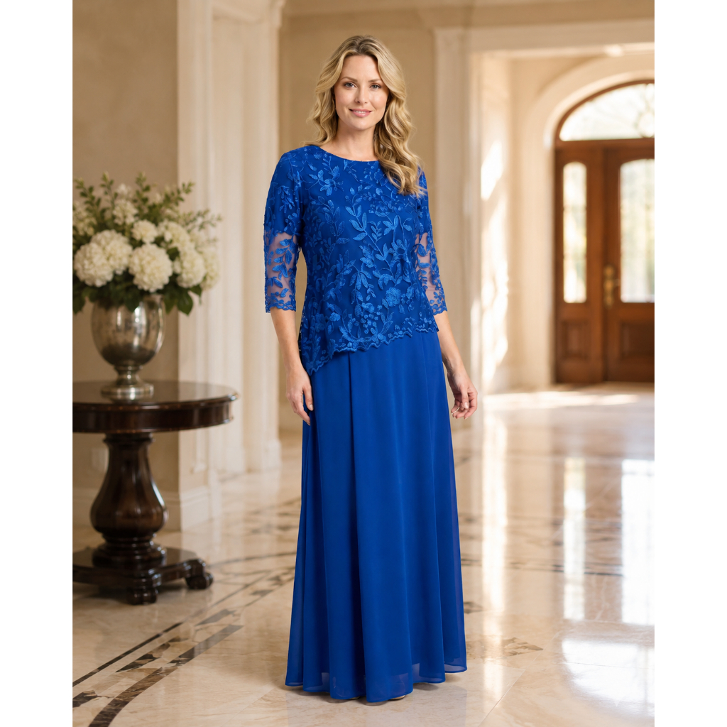 Vestido Longo Senhora Plus Size Festa Elegante Madrinha Mãe Idosa Evangélica Renda Luxo Casamento