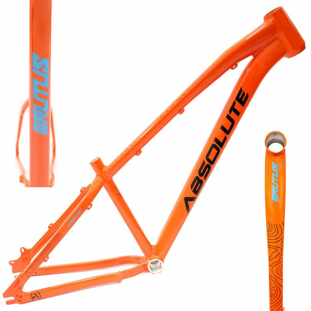 Quadro Absolute Brutus Pro Aro 26 Laranja Preto Dirt Jump Pump Track Bike MTB