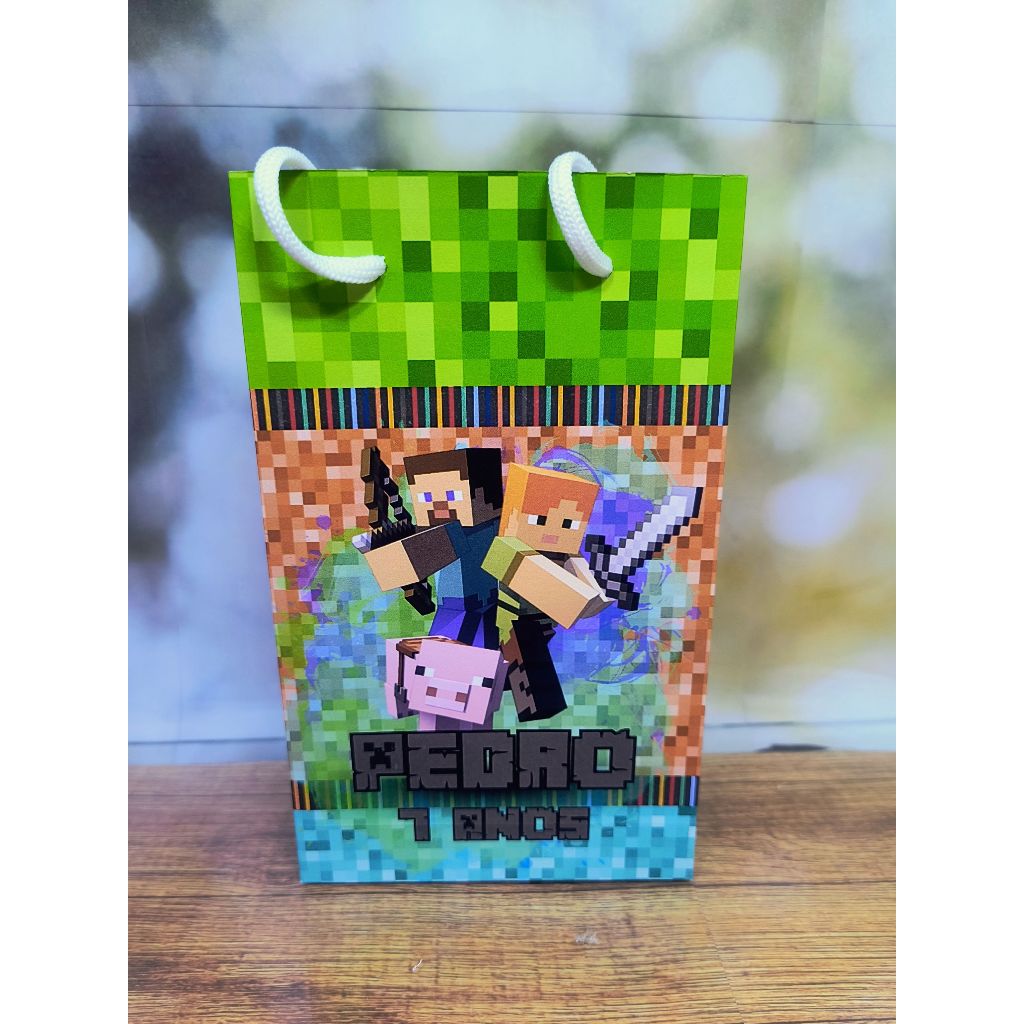 SACOLINHA PERSONALIZADA MINECRAFT- LEMBRANCINHA MINECRAFT - CAIXINHA ANIVERSARIO MINECRAFT