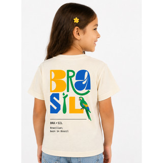 Camiseta Infantil unissex BRASIL menina e menino Estampas BRASIL 2026 Estampas 2026 Algodão Premium varias cores