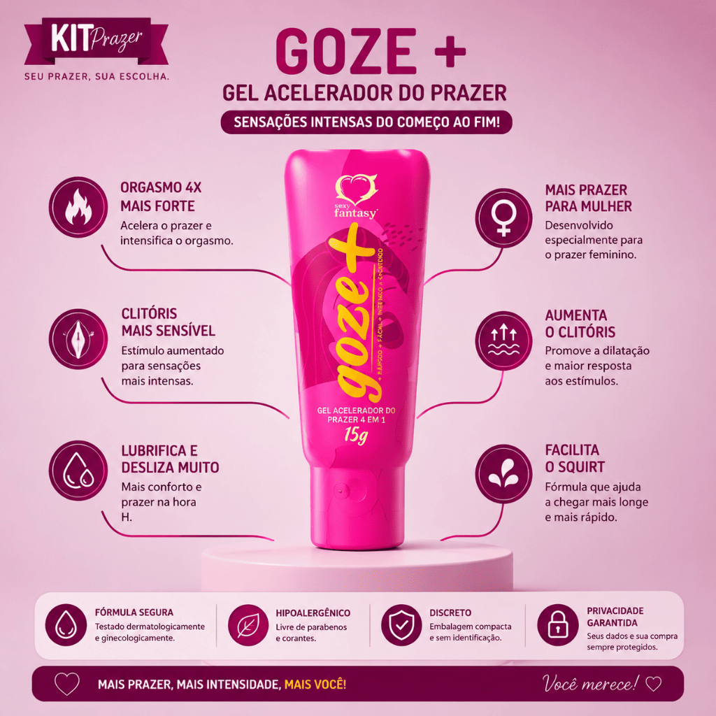 Kit Sexy Shop Prazer Feminino Gel Acelerador De Orgasmo Goze Mais + Vibrador Ponto G Golfinho Plástico Ou Aveludado