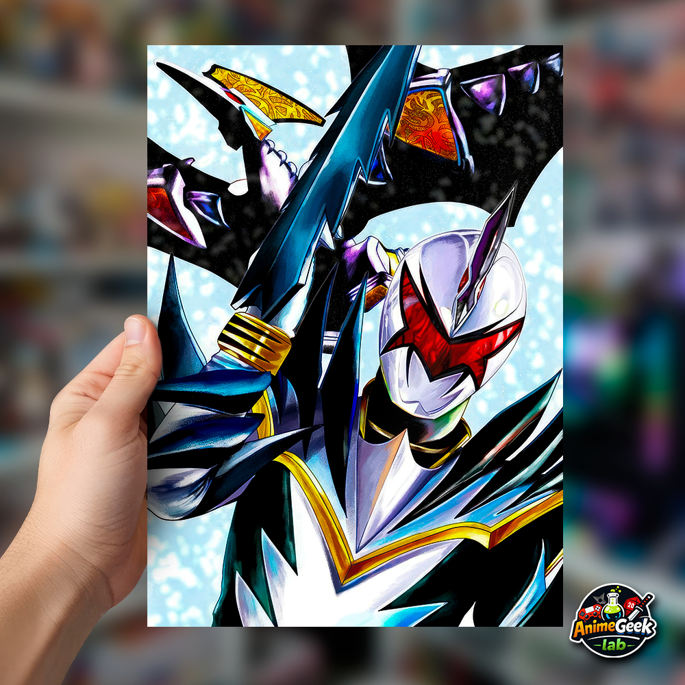 Quadro Placa Decorativa White Ranger Dino Thunder em MDF com 28x20 cm