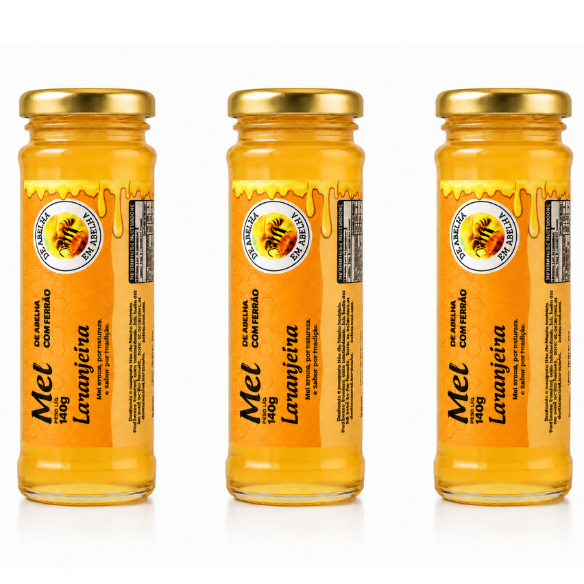 Mel Florada Laranjeira 140g Ouro Líquido 3un De Abelha em Abelha