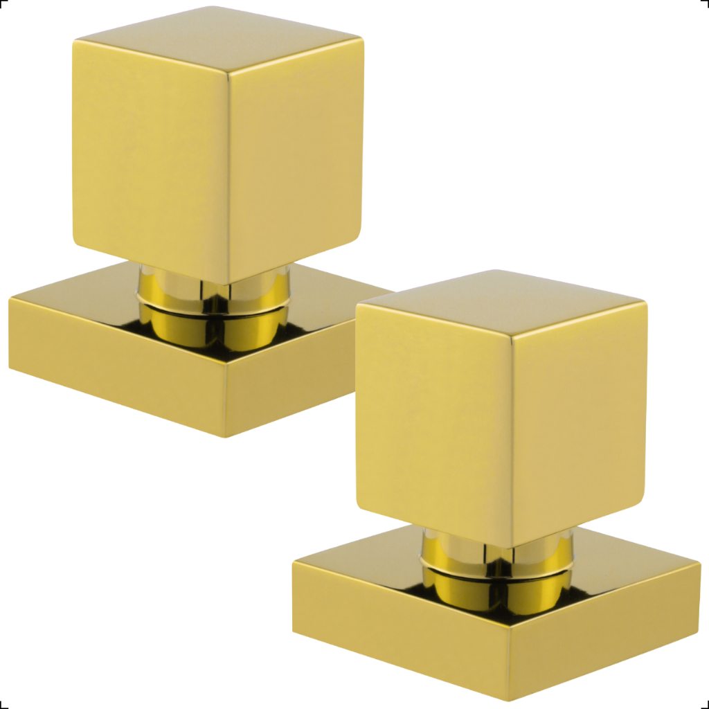 Kit 2 Acabamento Registro Base Deca Padrão 16 Estrias Gaveta Pressão Chuveiro 1/2 ou 3/4 Dourado