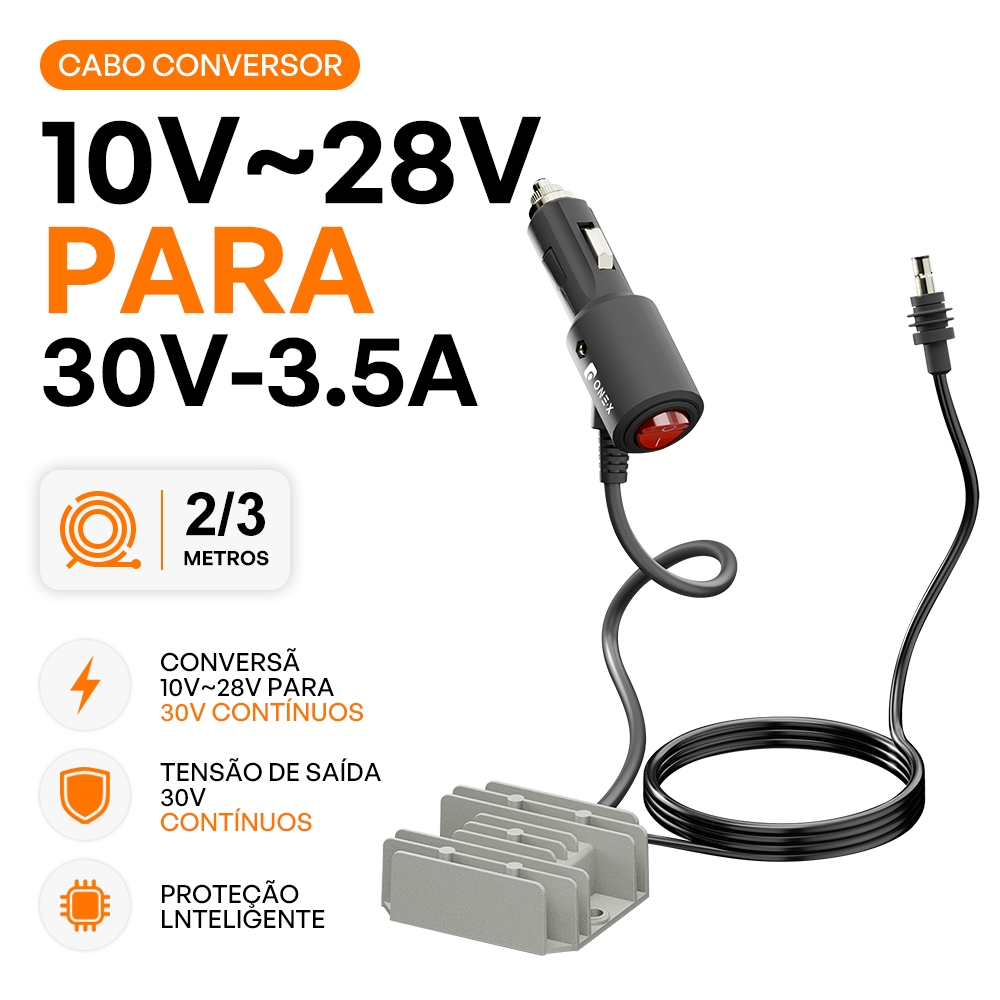 Conversor Boost Veicular para Starlink Mini Entrada 10-28V Saída 30V 3.5A Carregador Tomada de Carro Cabo 2m/3m